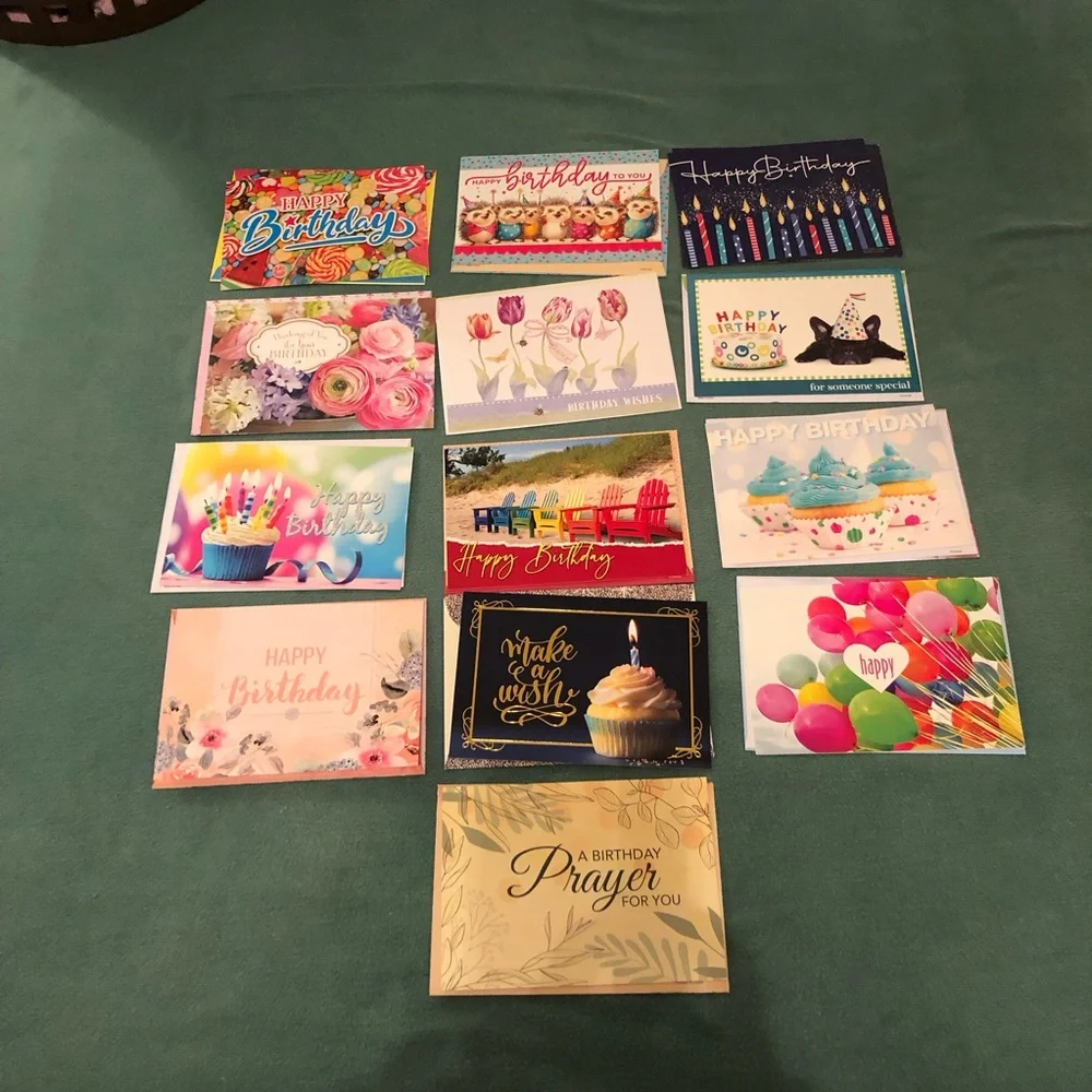 Greeting cards birthday paper bundle 40 envelopes colorful multiple designs lot